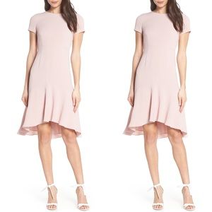 Avec Les Filles Short Sleeve High Low Dress -Blush